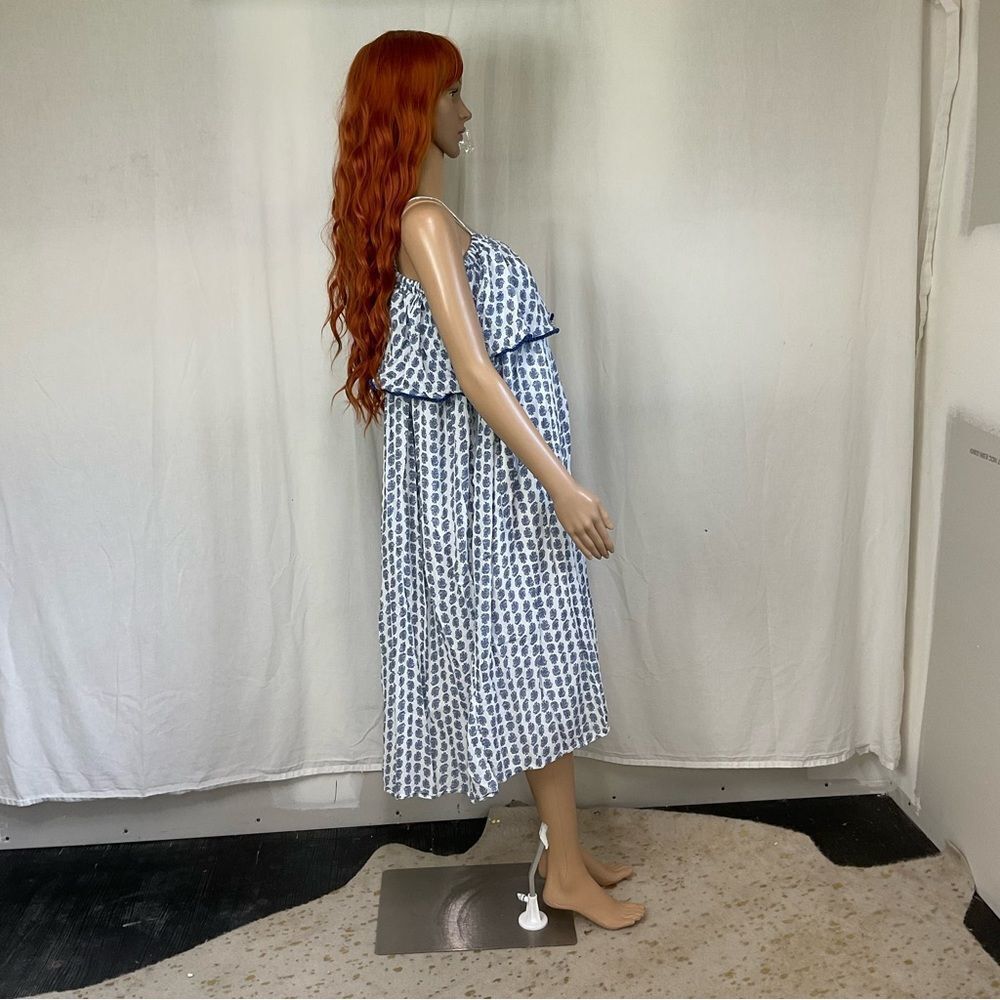 Polo Ralph Lauren white blue paisley print ruffle midi flowy dress plus size 16 - Picture 13 of 13